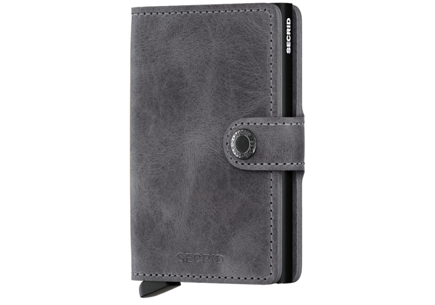 Secrid MV - CUIR DE VACHETTE - GREY/BLA porte cartes mini wallet vintage