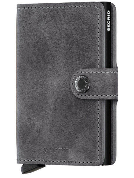 Secrid MV - CUIR DE VACHETTE - GREY/BLA porte cartes mini wallet vintage