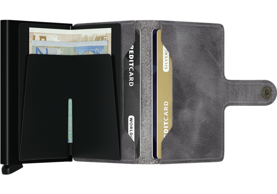 Secrid MV - CUIR DE VACHETTE - GREY/BLA porte cartes mini wallet vintage