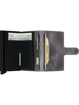 Secrid MV - CUIR DE VACHETTE - GREY/BLA porte cartes mini wallet vintage