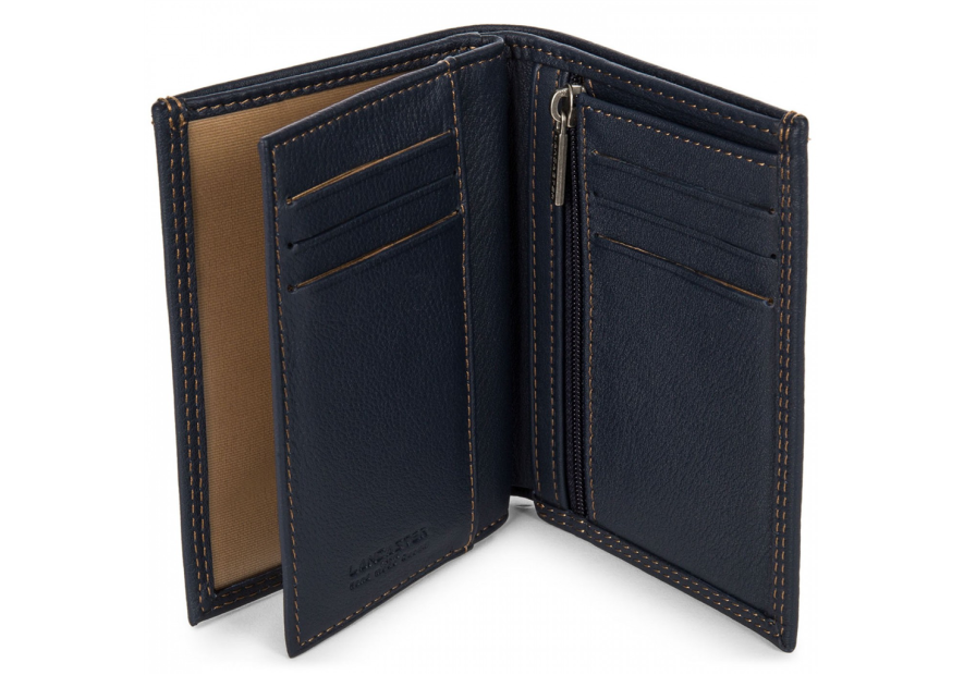 Lancaster 120-12 - CUIR DE VACHETTE - BLEU Soft Vintage Homme - Portefeuille