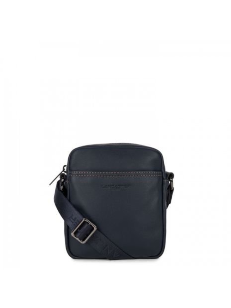 Lancaster 320-24 - CUIR DE VACHETTE - BLEU sac homme medium soft vintage sacoche-homme