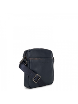 Lancaster 320-24 - CUIR DE VACHETTE - BLEU sac homme medium soft vintage sacoche homme