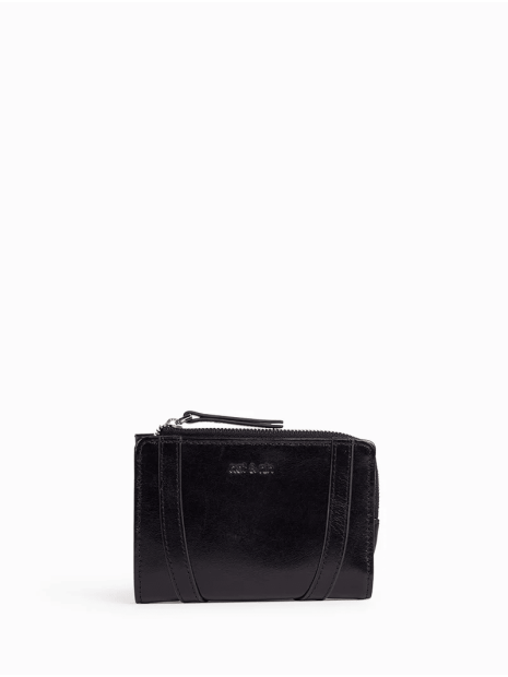 Nat & Nin ROZA - CUIR DE VACHETTE - NOIR G portefeuille femme zip et cartes roza nat&nin porte-monnaie-femme