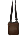 Les Ateliers Foures 9327 - CUIR DE VACHETTE - COGNAC sac homme style holster double zip baroudeur sacoche-homme