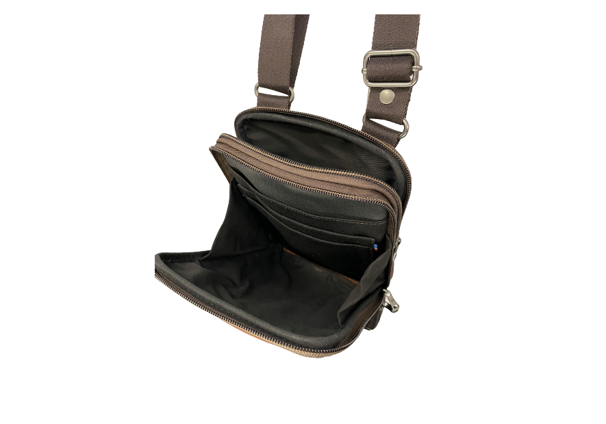 Les Ateliers Foures 9327 sac homme style holster double zip baroudeur sacoche homme