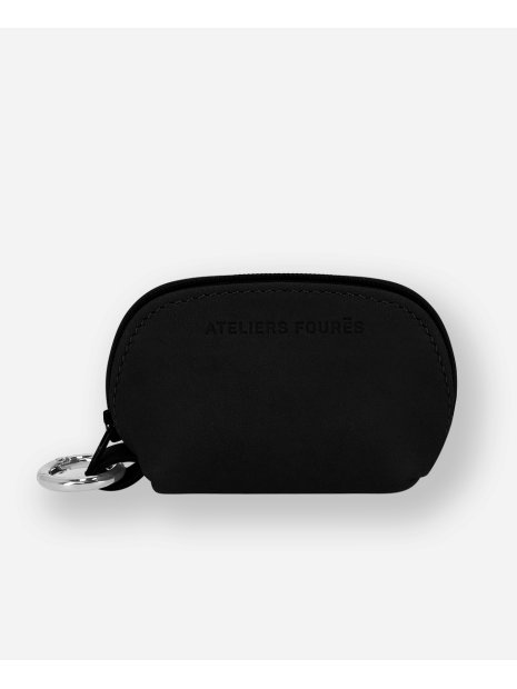 Les Ateliers Foures B12. - COTON ET CUIR - NOIR petite bourse des ateliers fourès porte-monnaie-femme