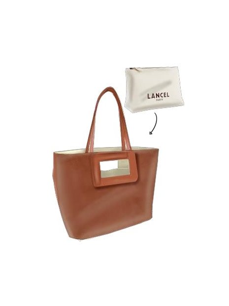 Lancel A13361 - CUIR DE VACHETTE - CAME sac cabas m angéle de lancel sac-a-main-shopping-toile-ou-cuir