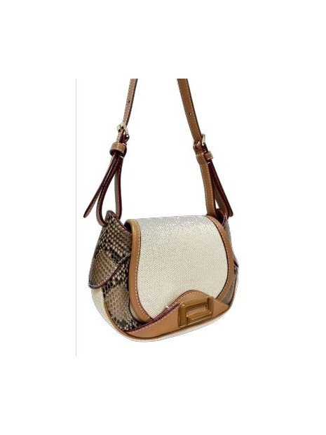 Lancel A13374 - TOILE PYTHON ET CUIR -  sac rabat animation mix toile sacs-a-mains