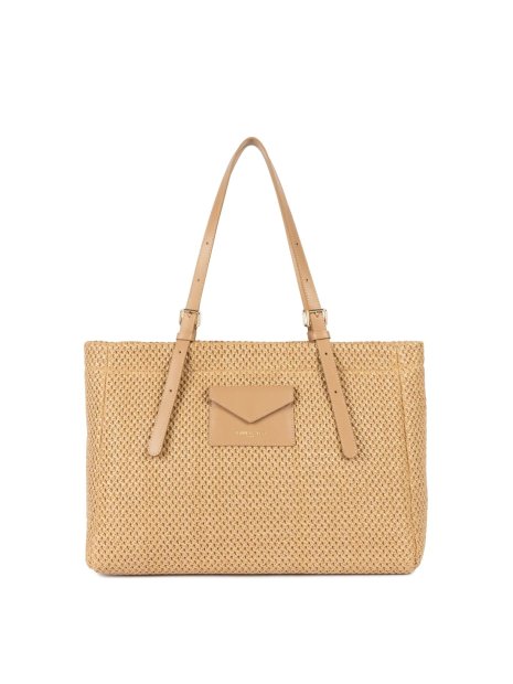 Lancaster 518-032 - POLYPROPYLÈNE/CUIR - N sac shopping cabas gm osier lancaster sac-a-main-shopping-toile-ou-cuir