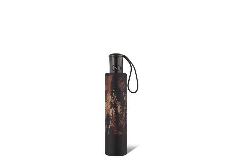 Parapluie ESPRIT 46855 - POLYESTER - NOIR/MARRON parapluie pliant femme ouverture fermeture auto Petite maroquinerie