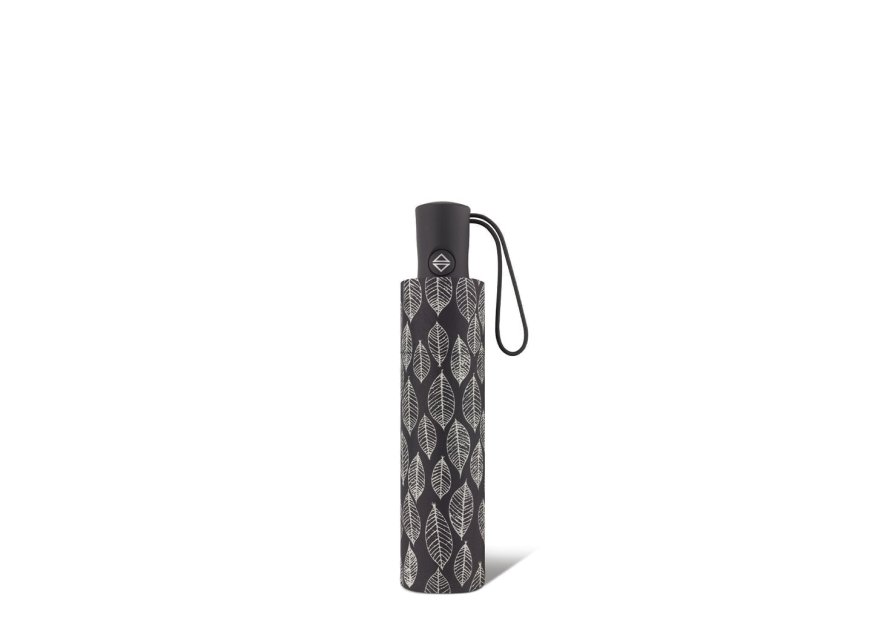 Parapluie ESPRIT 46855 - POLYESTER - NOIR FEUILLE parapluie pliant femme ouverture fermeture auto Petite maroquinerie