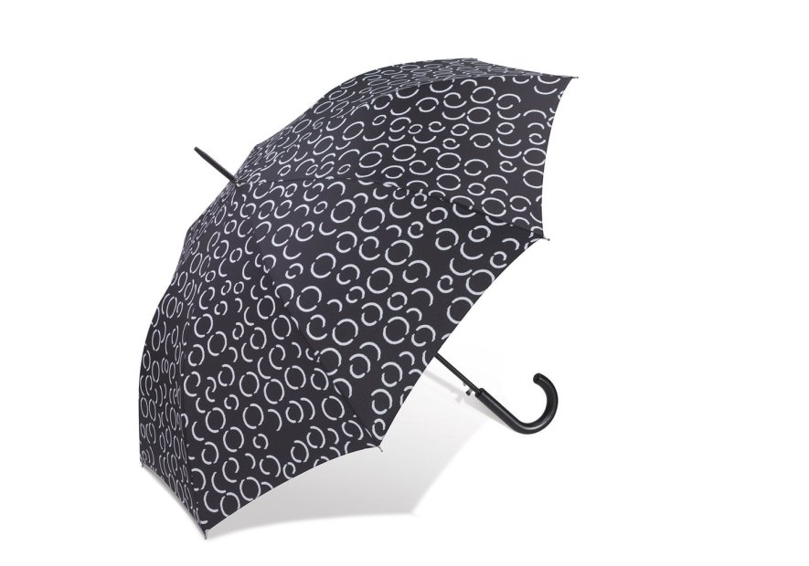 Parapluie ESPRIT 41055 - POLYESTER - NOIR/BLANC parapluie femme long canne automatique imprimé Petite maroquinerie