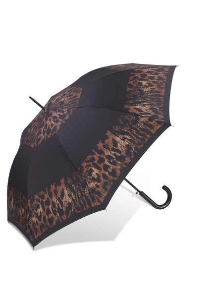Parapluie ESPRIT 41055 - POLYESTER - NOIR/MARRON parapluie femme long canne automatique imprimé Petite maroquinerie