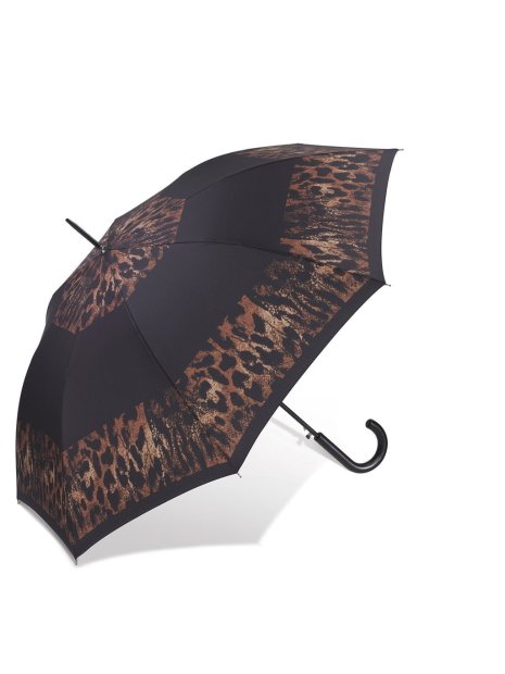 Parapluie ESPRIT 41055 - POLYESTER - NOIR/MARRON parapluie femme long canne automatique  imprimé parapluie