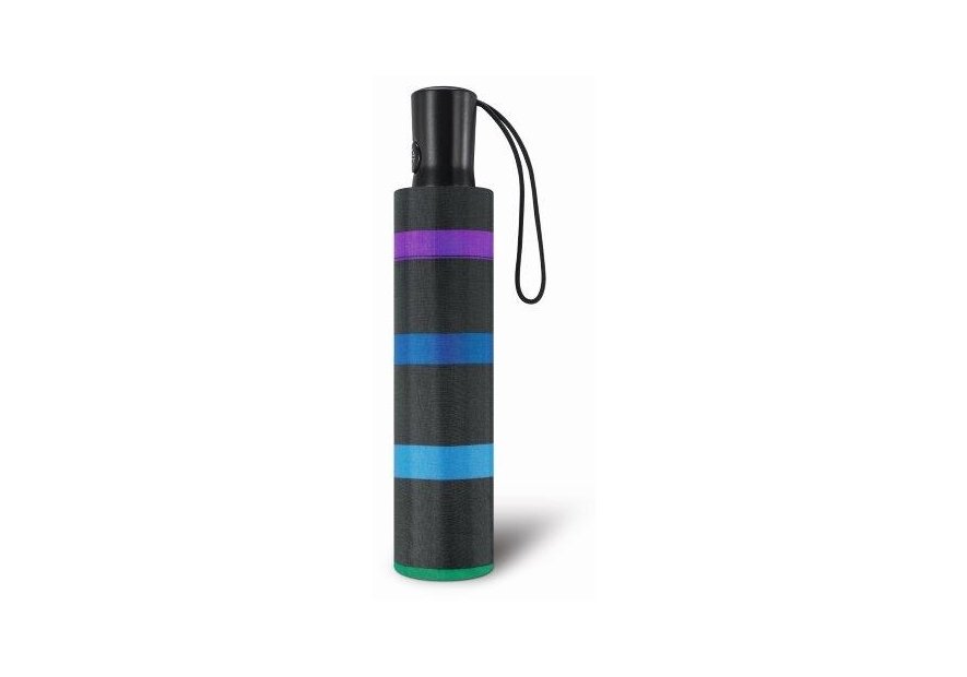Parapluie ESPRIT 46852 - POLYESTER - NOIR/BLEU/VE parapluie pliant auto multicolor stripe Petite maroquinerie