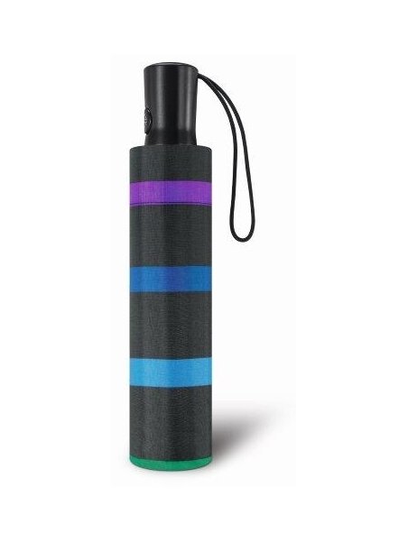 Parapluie ESPRIT 46852 - POLYESTER - NOIR/BLEU/VE parapluie pliant auto multicolor stripe Petite maroquinerie