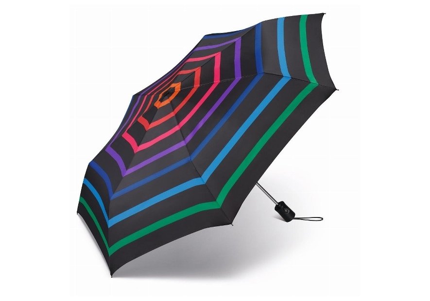 Parapluie ESPRIT 46852 - POLYESTER - NOIR/BLEU/VE parapluie pliant auto multicolor stripe Petite maroquinerie