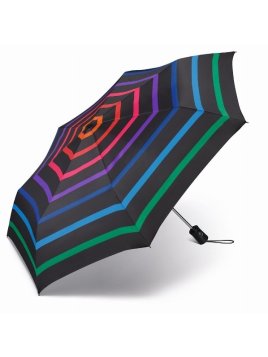 Parapluie ESPRIT 46852 - POLYESTER - NOIR/BLEU/VE parapluie pliant auto multicolor stripe Petite maroquinerie