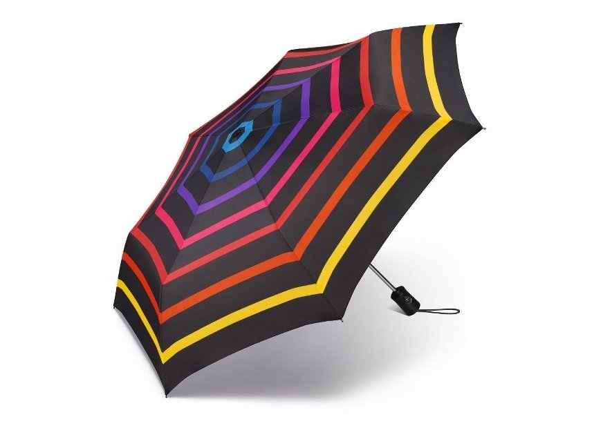 Parapluie ESPRIT 46852 - POLYESTER - NOIR/JAUNE/O parapluie pliant auto multicolor stripe Petite maroquinerie