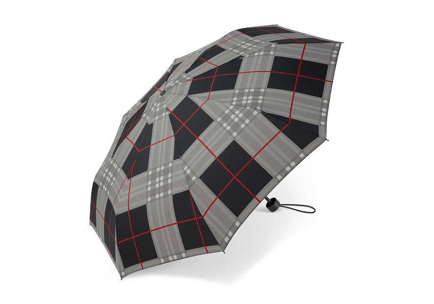 Parapluie ESPRIT 42059 - POLYESTER - ECOSSAIS GRI parapluie pliant manuel clan Petite maroquinerie