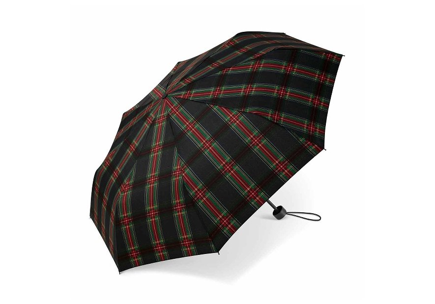 Parapluie ESPRIT 42059 - POLYESTER - ECOSSAIS NOI parapluie pliant manuel clan Petite maroquinerie