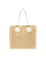 Lancel A13416 - RAPHIA CUIR - NATUREL sac cabas en raphia summer tote de lancel sac-a-main-shopping-toile-ou-cuir
