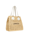 Lancel A13416 - RAPHIA CUIR - NATUREL sac cabas en raphia summer tote de lancel sac-a-main-shopping-toile-ou-cuir