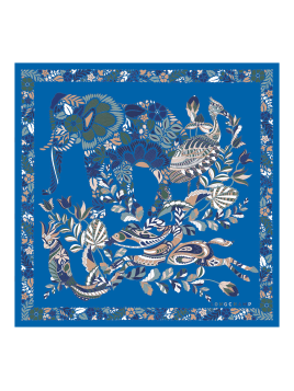 Longchamp 50561GSO - SOIE - ATLANTIQUE foulard carré de soie foret de longchamp carre de soie