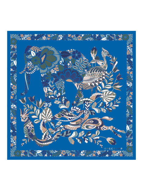 Longchamp 50561GSO - SOIE - ATLANTIQUE foulard carré de soie foret de longchamp carre-de-soie