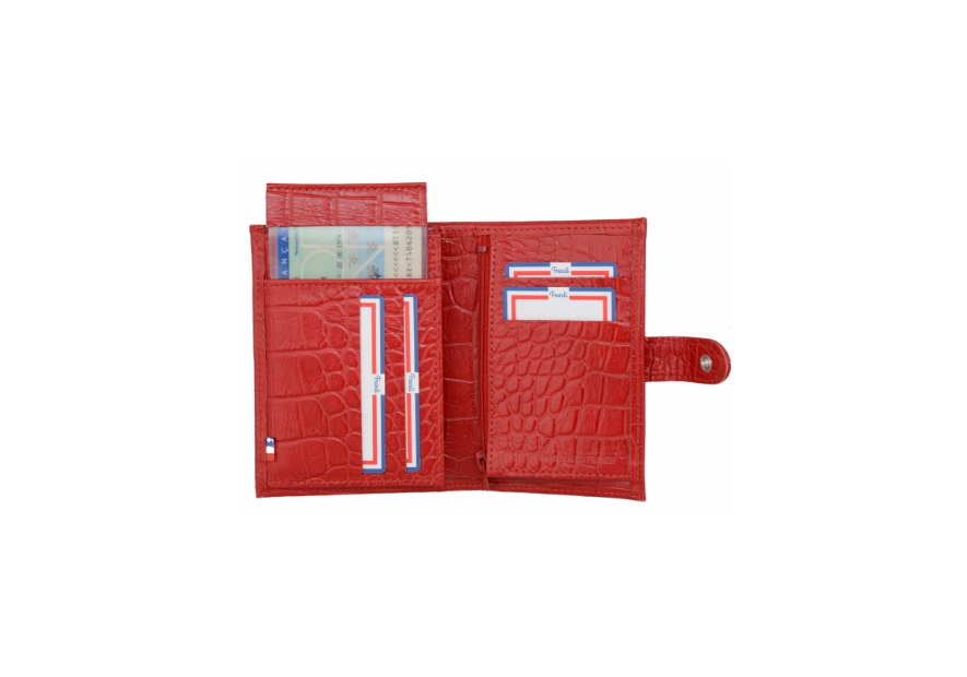 portefeuille imprimé croco patte pression pm