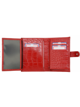 portefeuille imprimé croco patte pression pm