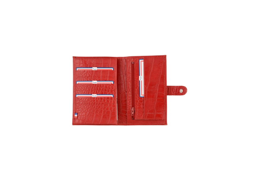 portefeuille imprimé croco patte pression 15cm