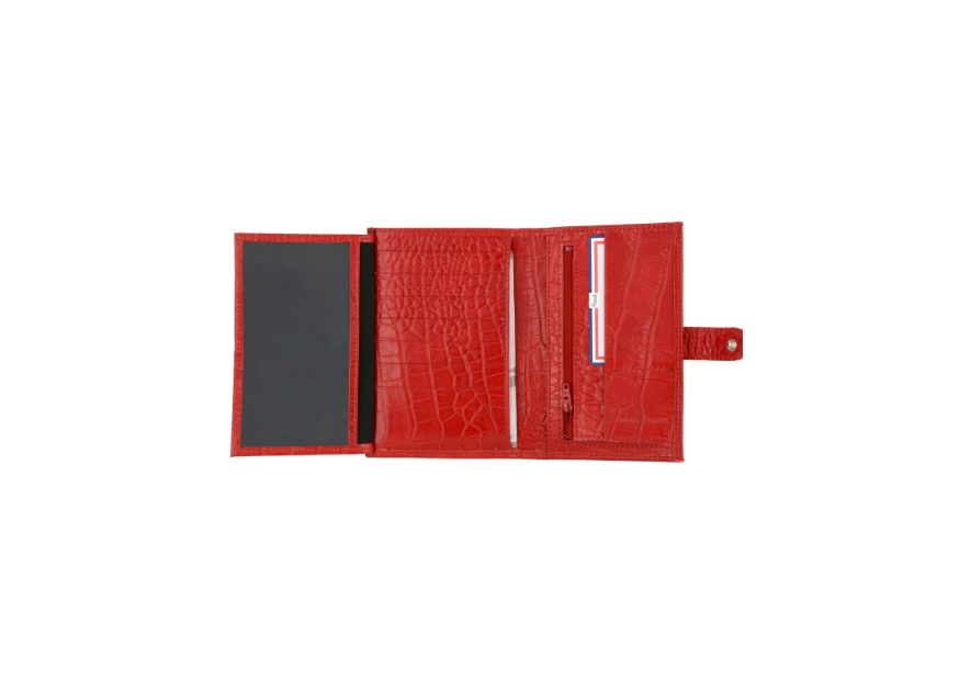 portefeuille imprimé croco patte pression 15cm