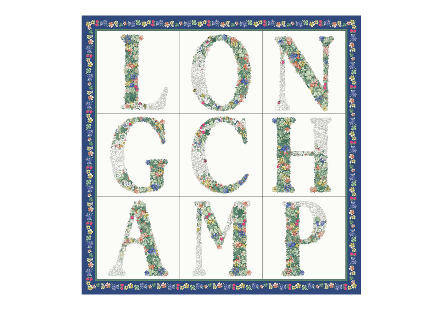 Longchamp 50660GSO carre de soie 50x50 cm carre de soie