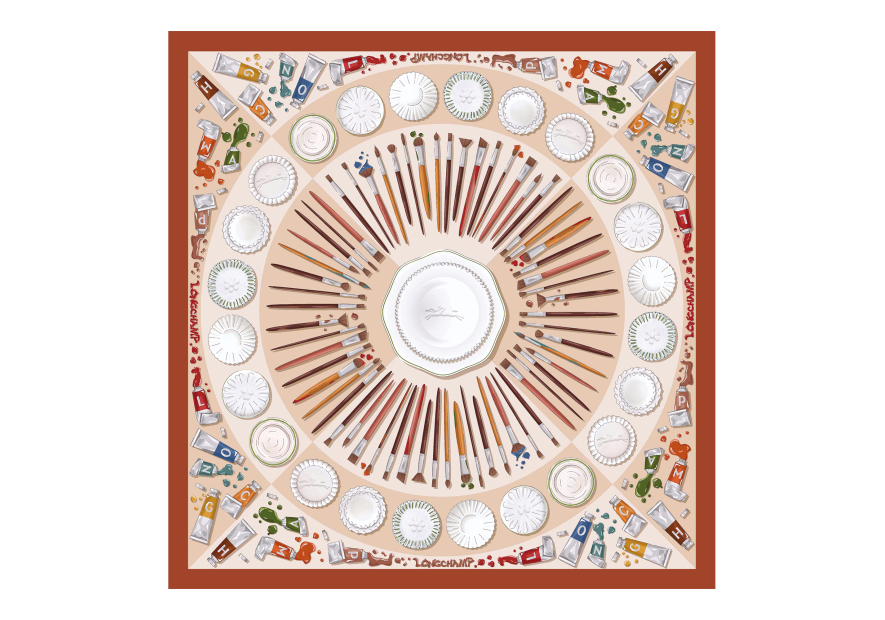 Longchamp 50661GSO carré de soie 70x70 cm carre de soie