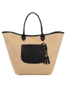 Longchamp 10308HGK - TOILE EFFET PAILLE/CU le panier plage l porté épaule sacs-a-mains