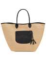 Longchamp 10308HGK - TOILE EFFET PAILLE/CU le panier plage l porté épaule sacs-a-mains