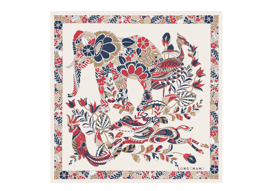 foulard carré de soie foret de longchamp