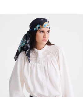 carré de soie 90x90 cm foret de longchamp