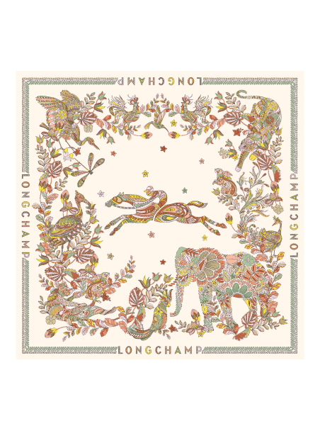 Longchamp 50647GSO carré de soie 90x90 cm foret de longchamp carre de soie