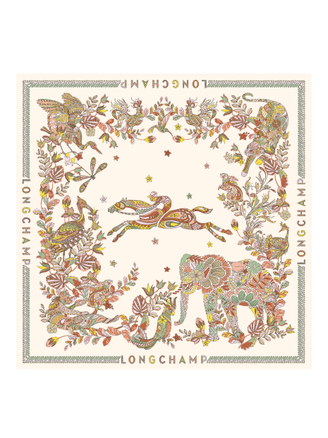 Longchamp 50647GSO carré de soie 90x90 cm foret de longchamp carre-de-soie