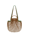 Longchamp 10121HGW - COTON ET CUIR - TABAC sac cabas m filet le pliage collection sac-a-main-shopping-toile-ou-cuir