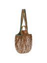 Longchamp 10121HGW - COTON ET CUIR - TABAC sac cabas m filet le pliage collection sac-a-main-shopping-toile-ou-cuir