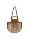 Longchamp 10121HGW - COTON ET CUIR - TABAC sac cabas m filet le pliage collection sac-a-main-shopping-toile-ou-cuir