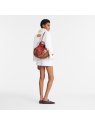 Longchamp 10121HGW - COTON ET CUIR - TABAC sac cabas m filet le pliage collection sac-a-main-shopping-toile-ou-cuir
