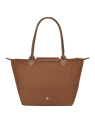 Longchamp 2605089 - NYLON ET CUIR - COGNAC sac cabas m le pliage n'est pas format a4 sac-a-main-shopping-toile-ou-cuir