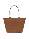 Longchamp 1899089 - NYLON ET CUIR - COGNAC sac cabas l le pliage original format étudiant sac-a-main-shopping-toile-ou-cuir
