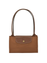 Longchamp 1899089 - NYLON ET CUIR - COGNAC sac cabas l le pliage original format étudiant sac-a-main-shopping-toile-ou-cuir