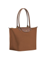 Longchamp 1899089 - NYLON ET CUIR - COGNAC sac cabas l le pliage original format étudiant sac-a-main-shopping-toile-ou-cuir